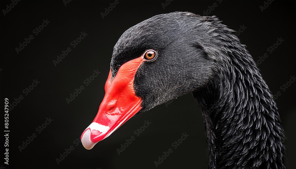 Fototapeta premium a close up of a black swan on a black background