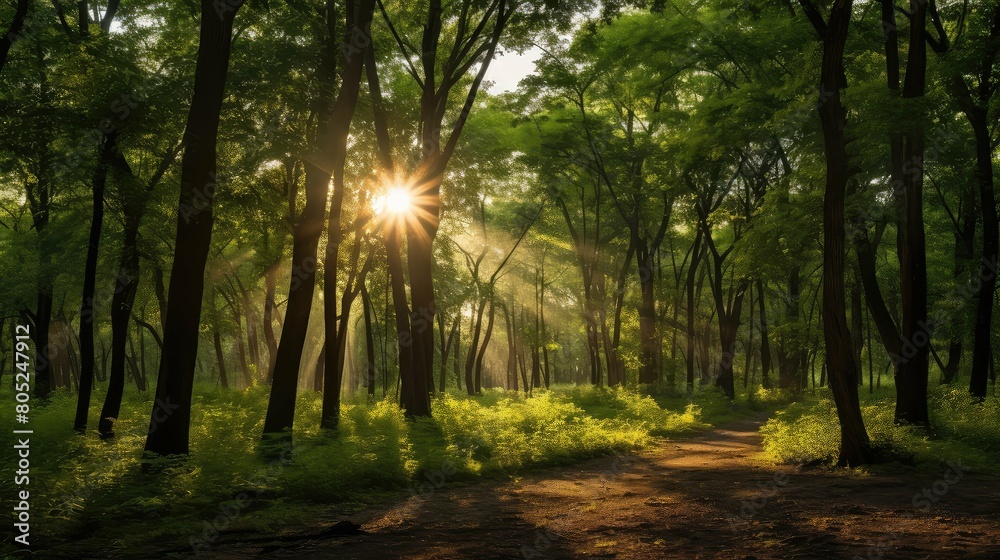 Obraz premium trees bright sun background