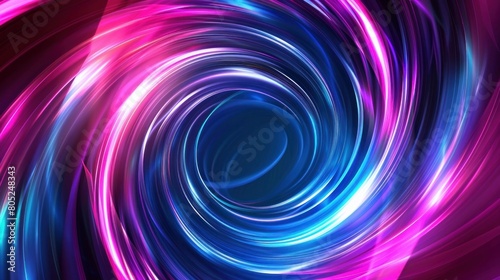 neon background that is abstract. Bright whirling bunner. Glowing spiral. Luminous circular frame with circular lighting effect. brilliant cover. Room for your message. Glossy. LED ellipse