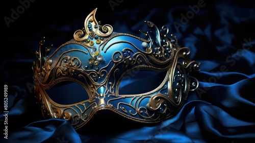 intricate blue masquerade mask