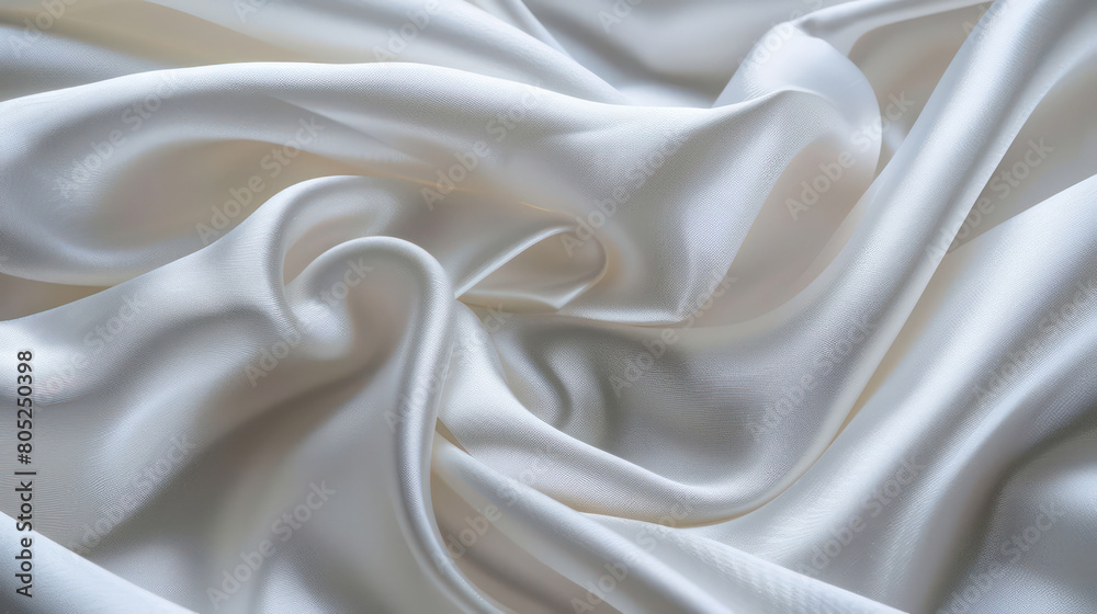 Calm and Peaceful Blend of Soft White Fabric Silk or Satin Texture Background, Infused with Natural Movement and Luxurious Silk Beauty. Calm and Peaceful Blend of Soft White Fabric Silk or Satin Texture Background, Infused with Natural Movement and Luxurious Silk Beauty.