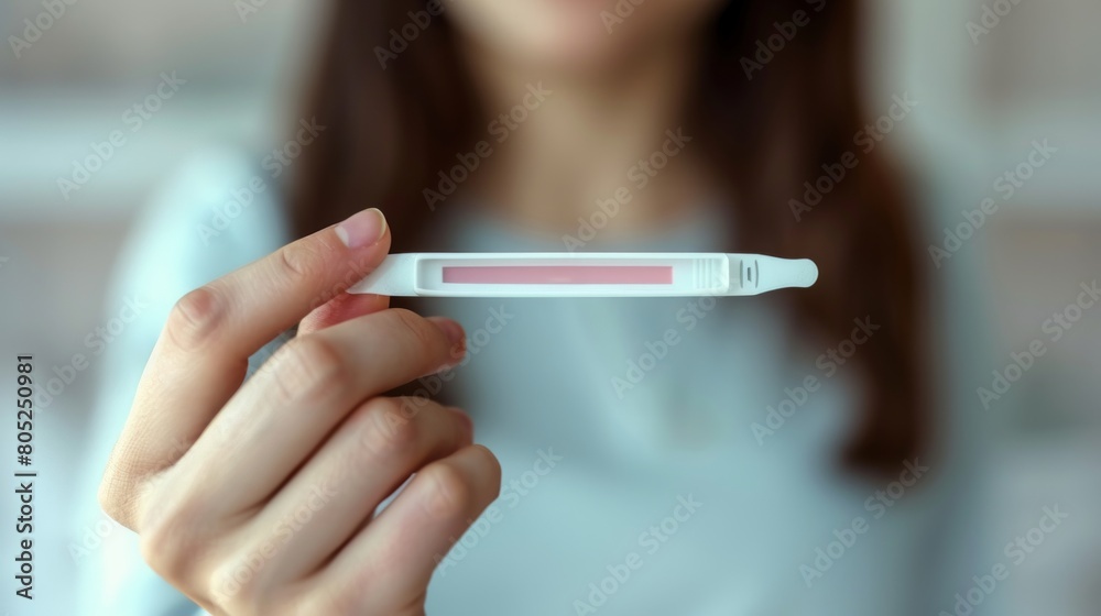 Expectations Unmet - Woman holding a negative pregnancy test. Copy space for text.