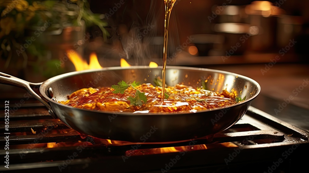 pan oil pouring pan oil pouring