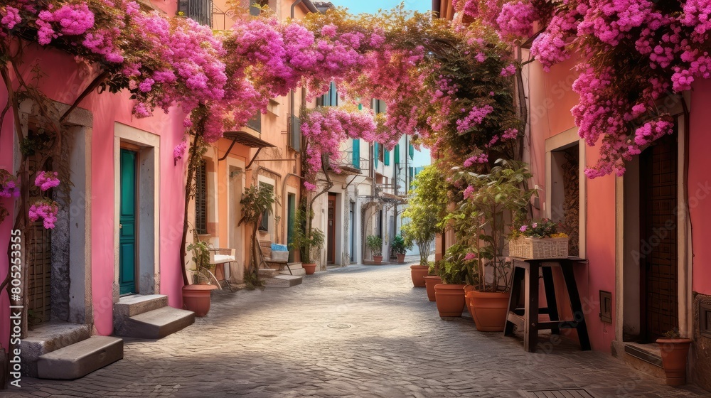Obraz premium village italy pink In the second photograph we see