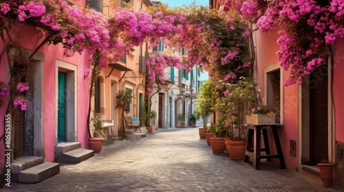 Fototapeta Naklejka Na Ścianę i Meble -  village italy pink In the second photograph we see