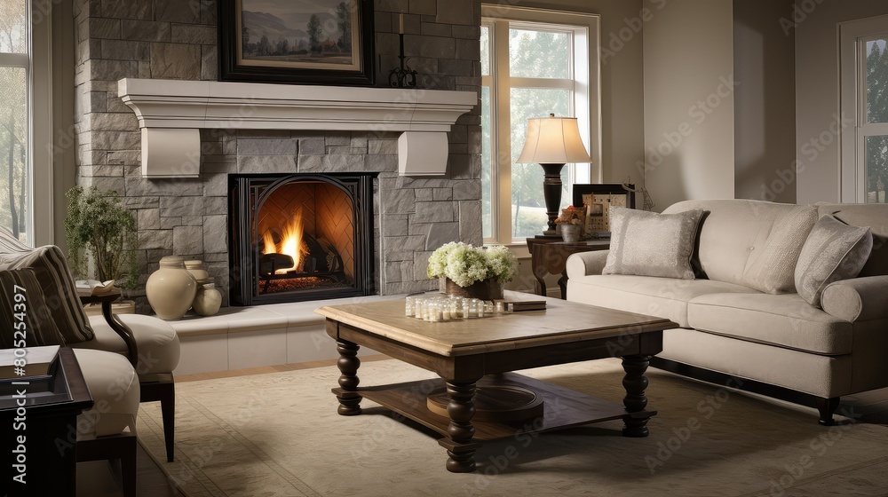 Fototapeta premium surround light granite A spacious living room is captured