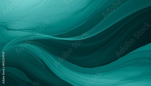 abstract watercolor paint background dark turquoise gradient color with fluid curve lines photo