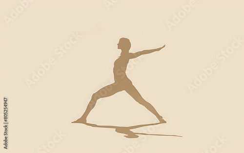 Illustration of a woman relaxing yoaga performing Warrior Pose background with copy space for text