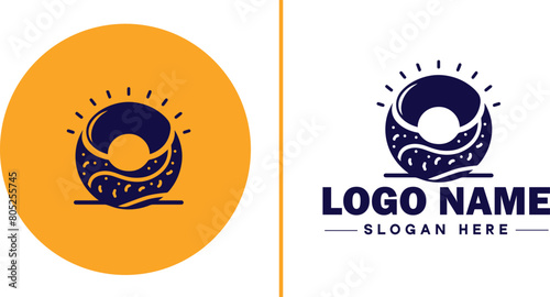 donut icon Doughnut Ring-shaped pastry Fried dough pastry flat logo sign symbol editable vector