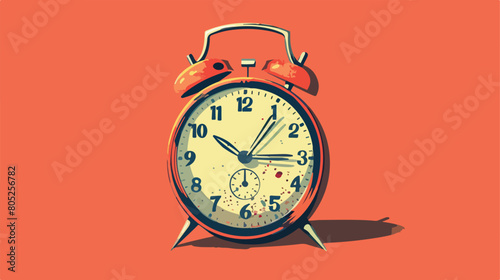 Vintage alarm clock on color background style