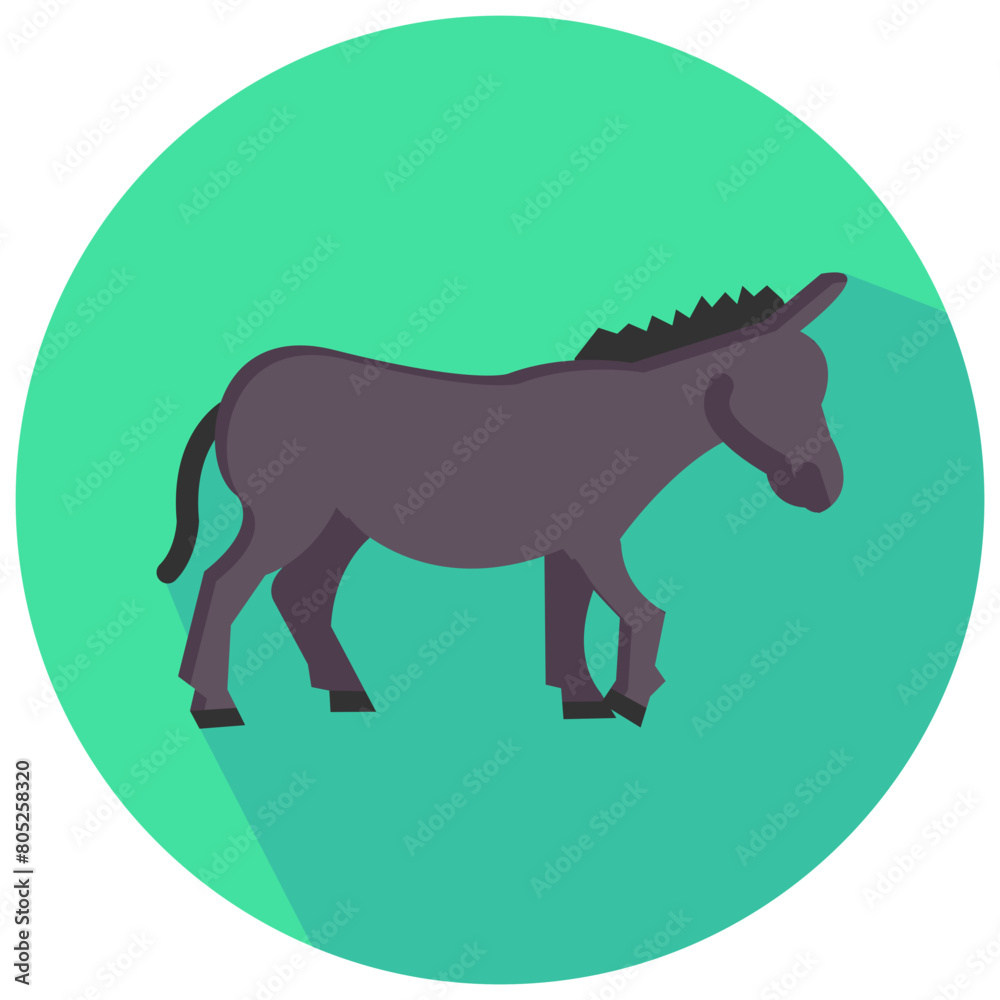 donkey round flat vector icon