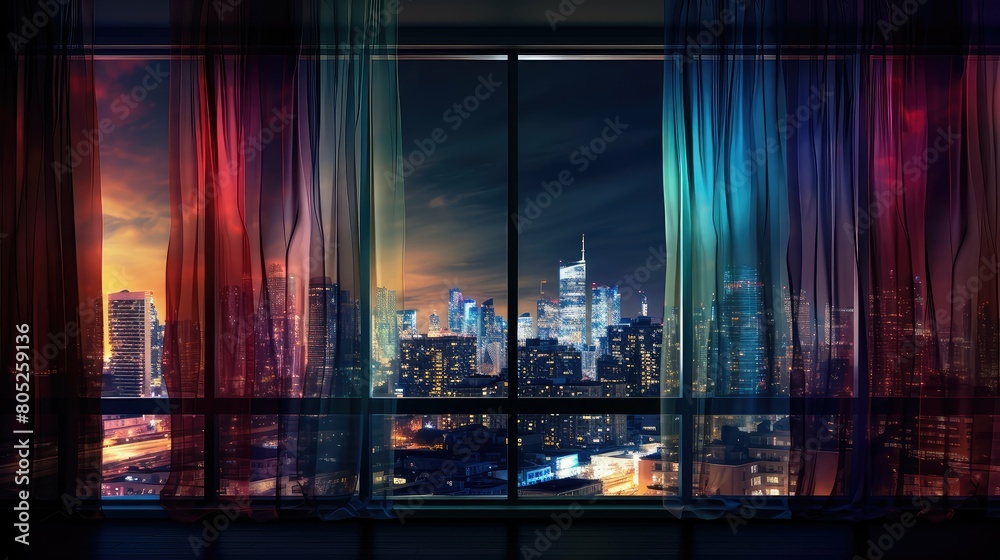 night blurred interior design window
