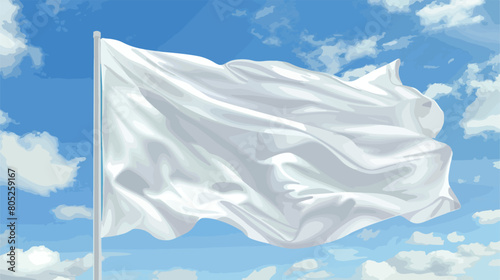 Waving white flag against blue sky style vector