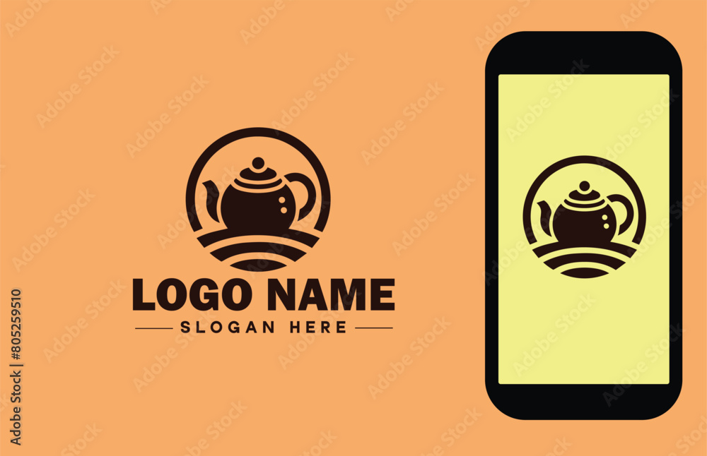 teapot icon Tea kettle Tea urn flat logo sign symbol editable vector