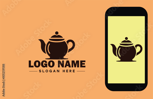 teapot icon Tea kettle Tea urn flat logo sign symbol editable vector