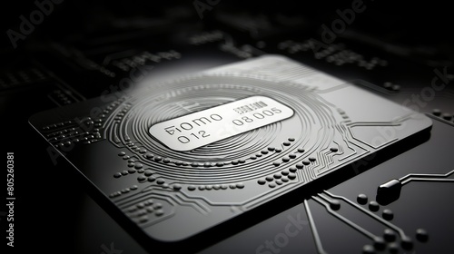 center silver credit card chip photo