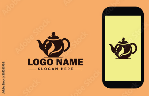 teapot icon Tea kettle Tea urn flat logo sign symbol editable vector