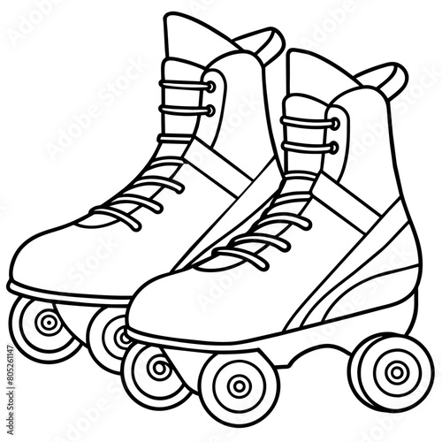 rollerblades outline illustration digital coloring book page line art drawing