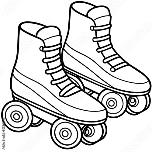 rollerblades outline illustration digital coloring book page line art drawing