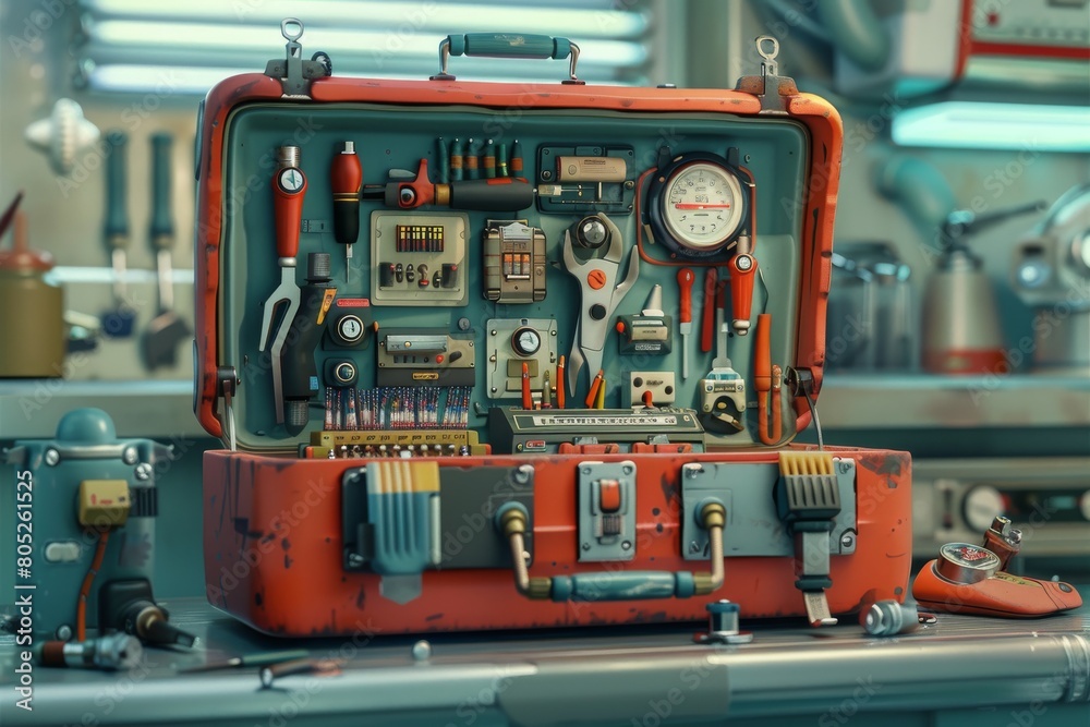 Toolbox electronics assembly in vehicle Manufacturing Plant Toolbox electronics assembly in vehicle Manufacturing Plant