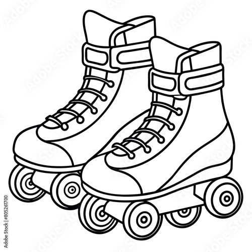 rollerblades outline illustration digital coloring book page line art drawing