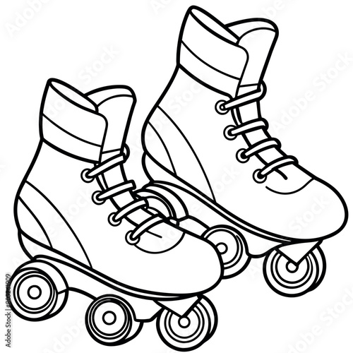 rollerblades outline illustration digital coloring book page line art drawing