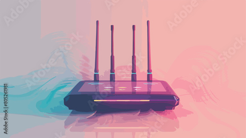 WiFi router with antenna and network cables on light