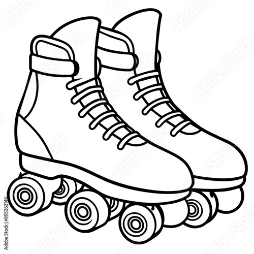 rollerblades outline illustration digital coloring book page line art drawing