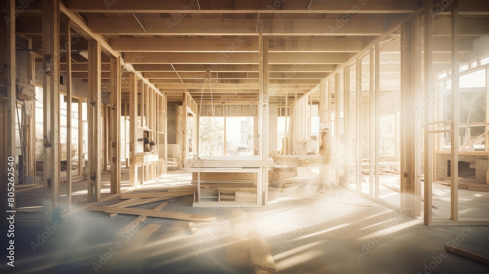 residential blurred building construction interior