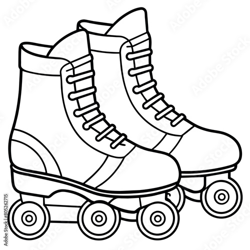 rollerblades outline illustration digital coloring book page line art drawing