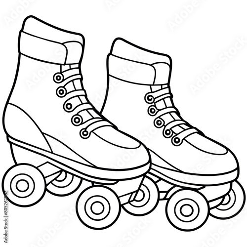 rollerblades outline illustration digital coloring book page line art drawing