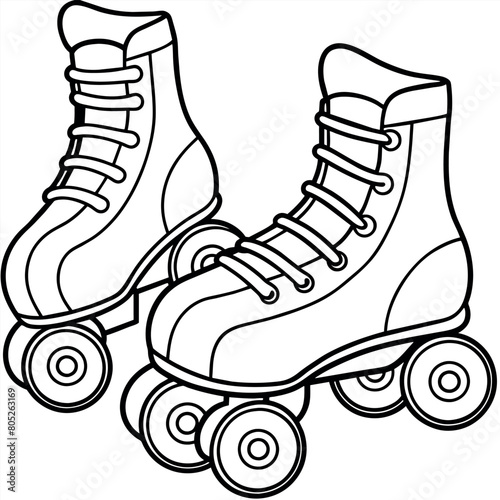 rollerblades outline illustration digital coloring book page line art drawing