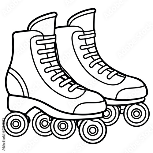 rollerblades outline illustration digital coloring book page line art drawing