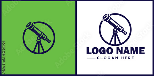 telescope icon Spyglass Optics Observatory flat logo sign symbol editable vector