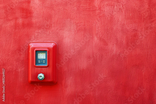 Red fire alarm box against a contrasting background symbol of safety and alertness copy space 