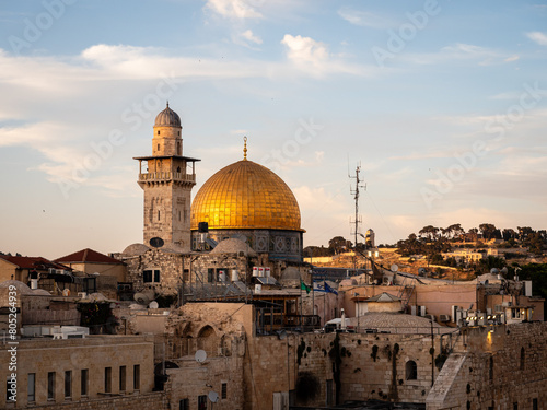 View of the Jerusalem Dome of the rock at sunset © David