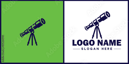 telescope icon Spyglass Optics Observatory flat logo sign symbol editable vector