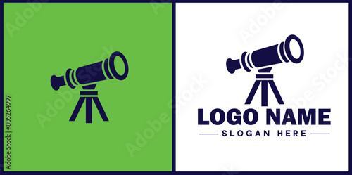 telescope icon Spyglass Optics Observatory flat logo sign symbol editable vector