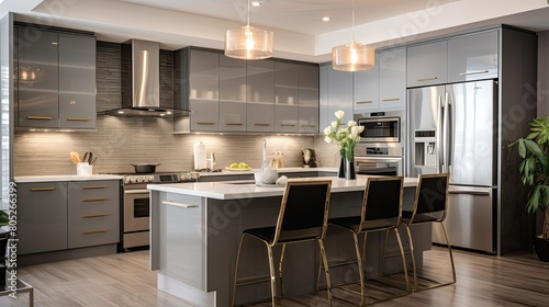 contemporary grey kitchen cabinets