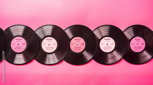 records pink solid background