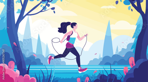 Woman doing excercise vector illustration style