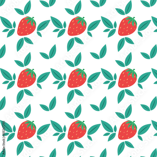 Fototapeta Naklejka Na Ścianę i Meble -  Strawberry and mint pattern. 