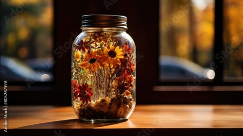 wooden brown glass jar
