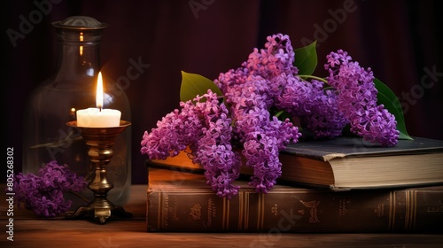 wooden purple lilacs