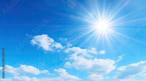 bright blue sky and sun