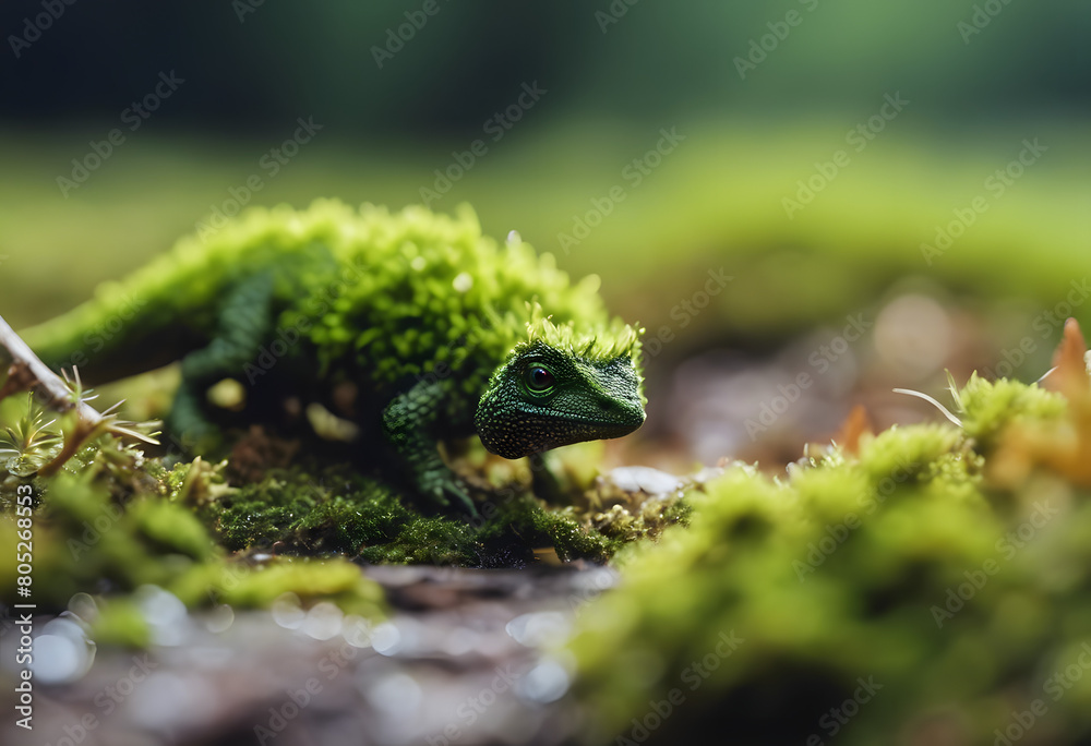 Moss-Covered Lizard in Forest: Nature's Camouflage Master Moss-Covered Lizard in Forest: Nature's Camouflage Master