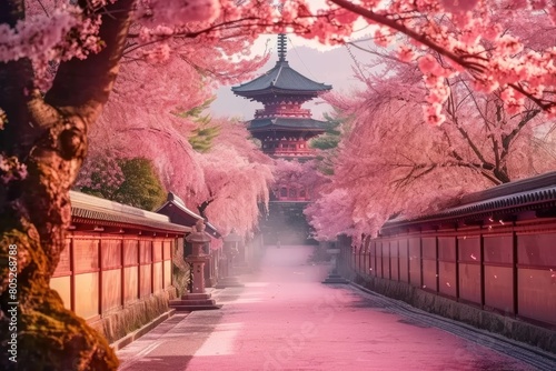 Cherry Blossom Delight: Toji Temple's Ancient Pagoda Shrouded in Spring Splendor