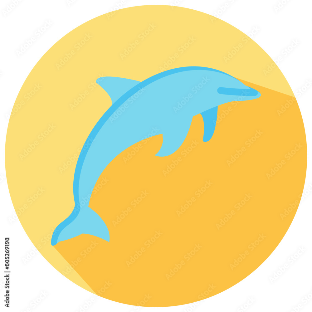 Fototapeta premium dolphin round flat vector icon