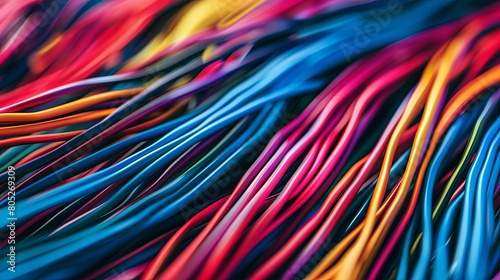 psd picture abstract pattern of colorful data cables in a row