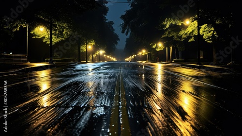 rain dark wet road